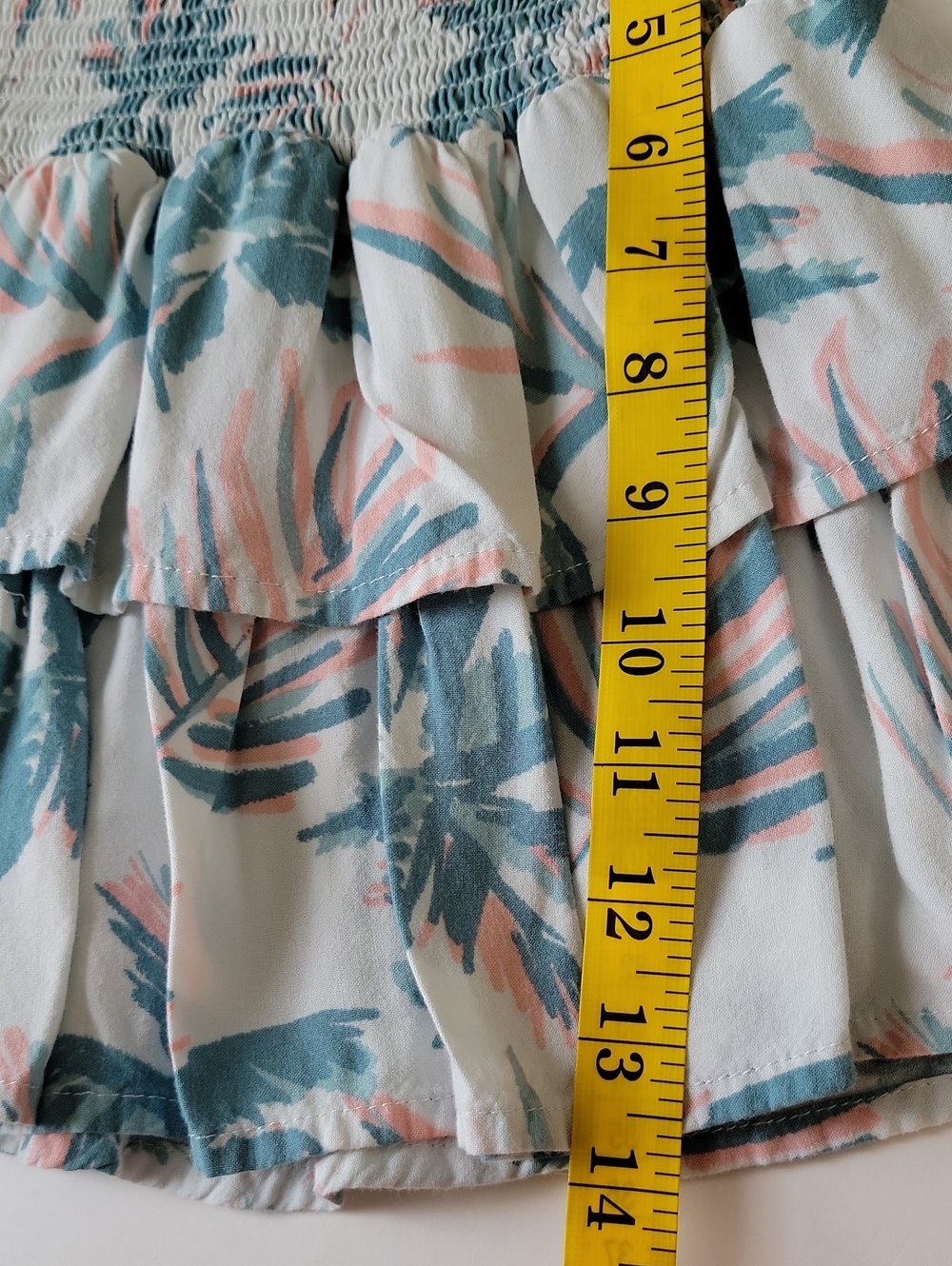 Grayson Threads Girls Strapless Smocked Top Blue Pink Floral Tiered Ruffle M 8 - Picture 8 of 9